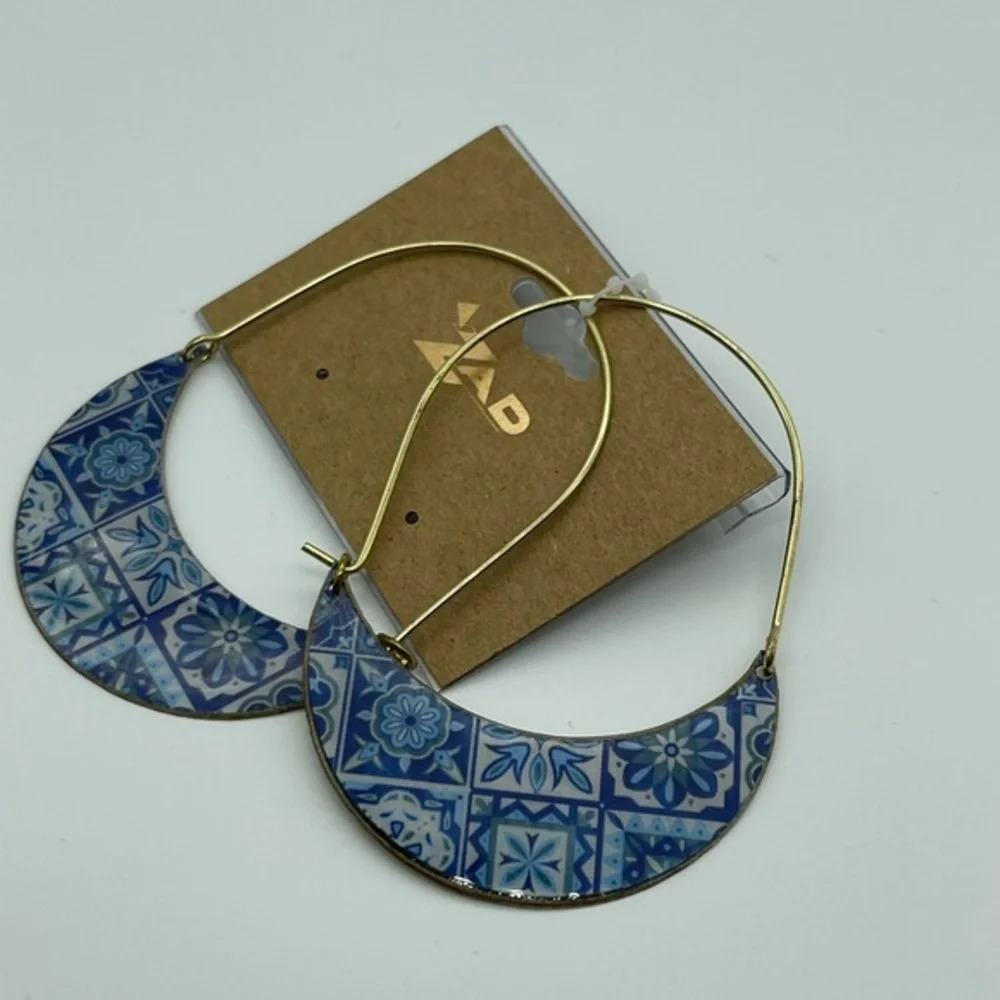 Modcloth x Zad Tile and Again Hoop Earrings - Picture 2 of 4
